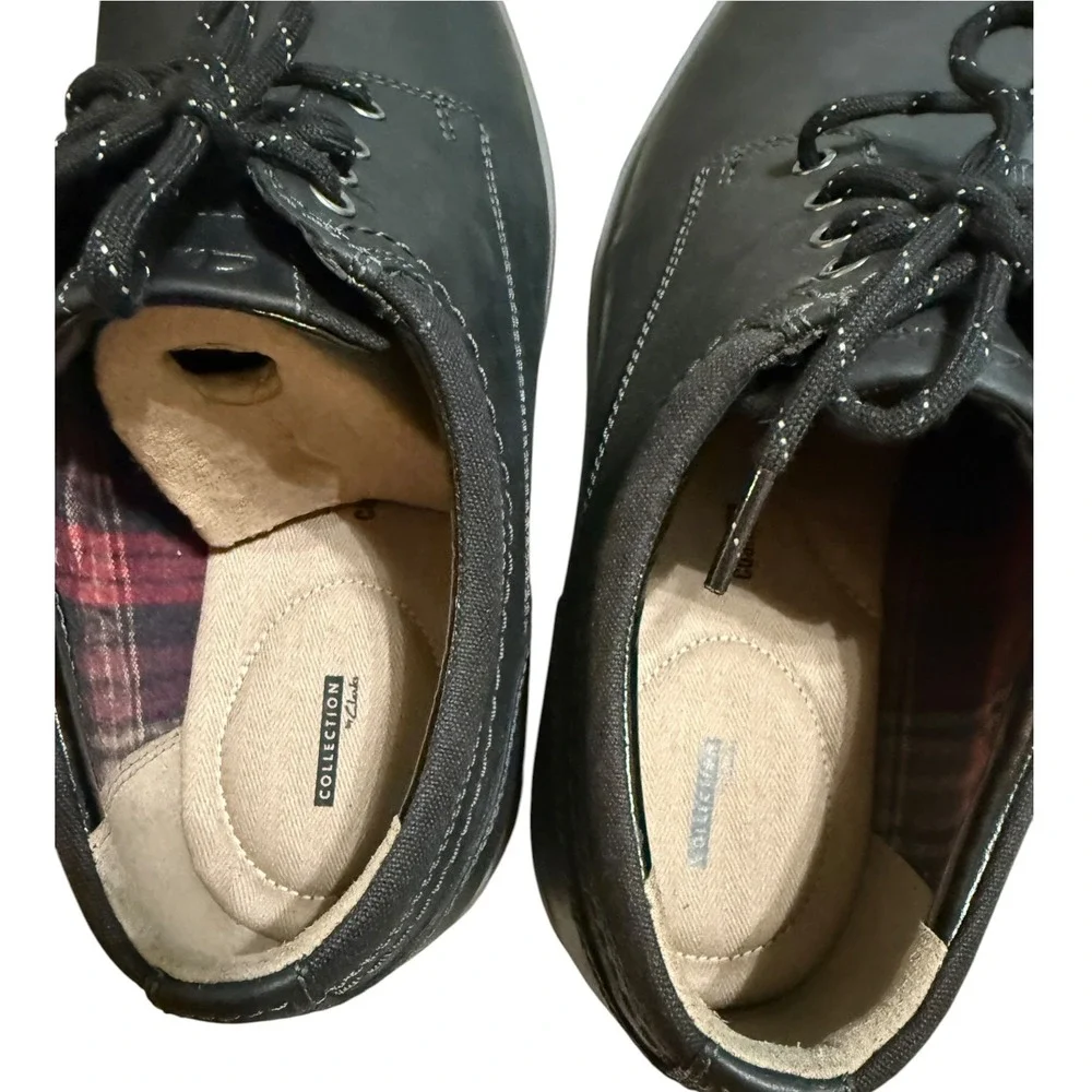 Clarks Vossen Plain Mens Black Leather Waterproof Derby Shoes 11 M Comfort